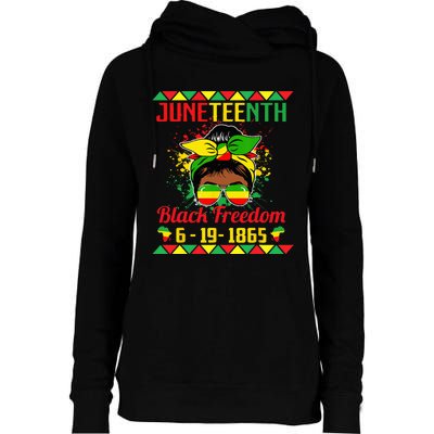 Juneteenth Celebrations through glasses of Bold Black  Womens Funnel Neck Pullover Hood