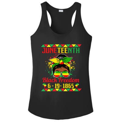 Juneteenth Celebrations through glasses of Bold Black  Ladies PosiCharge Competitor Racerback Tank