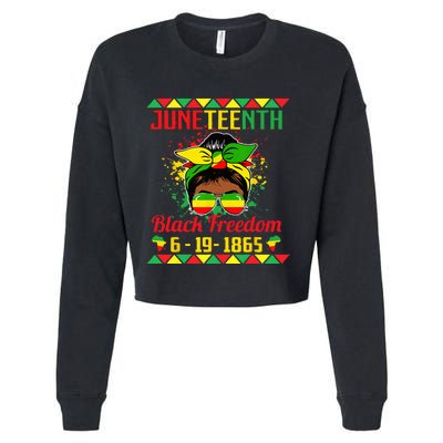 Juneteenth Celebrations through glasses of Bold Black  Cropped Pullover Crew