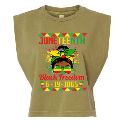 Juneteenth Celebrations through glasses of Bold Black  Garment-Dyed Women's Muscle Tee