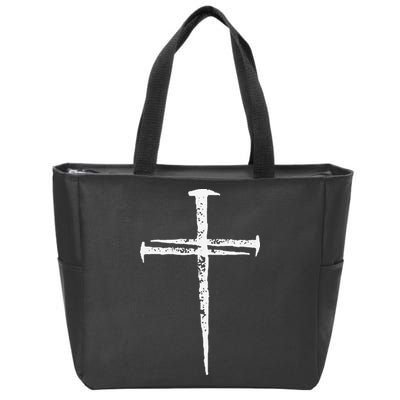 Jesus Cross Three Nails Christian Vintage Zip Tote Bag