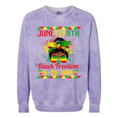 Juneteenth Celebrations Through Glasses Of Bold Black Women Colorblast Crewneck Sweatshirt