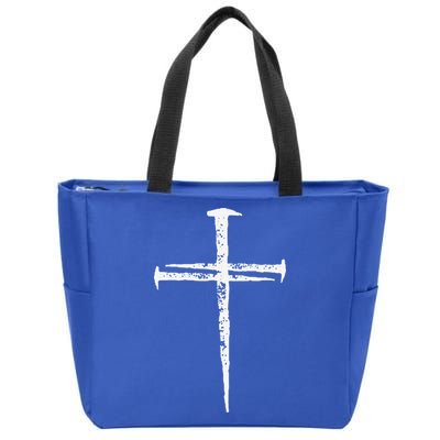 Jesus Cross Three Nails Christian Vintage Zip Tote Bag
