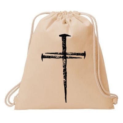 Jesus Cross Three Nails Christian Vintage Drawstring Bag