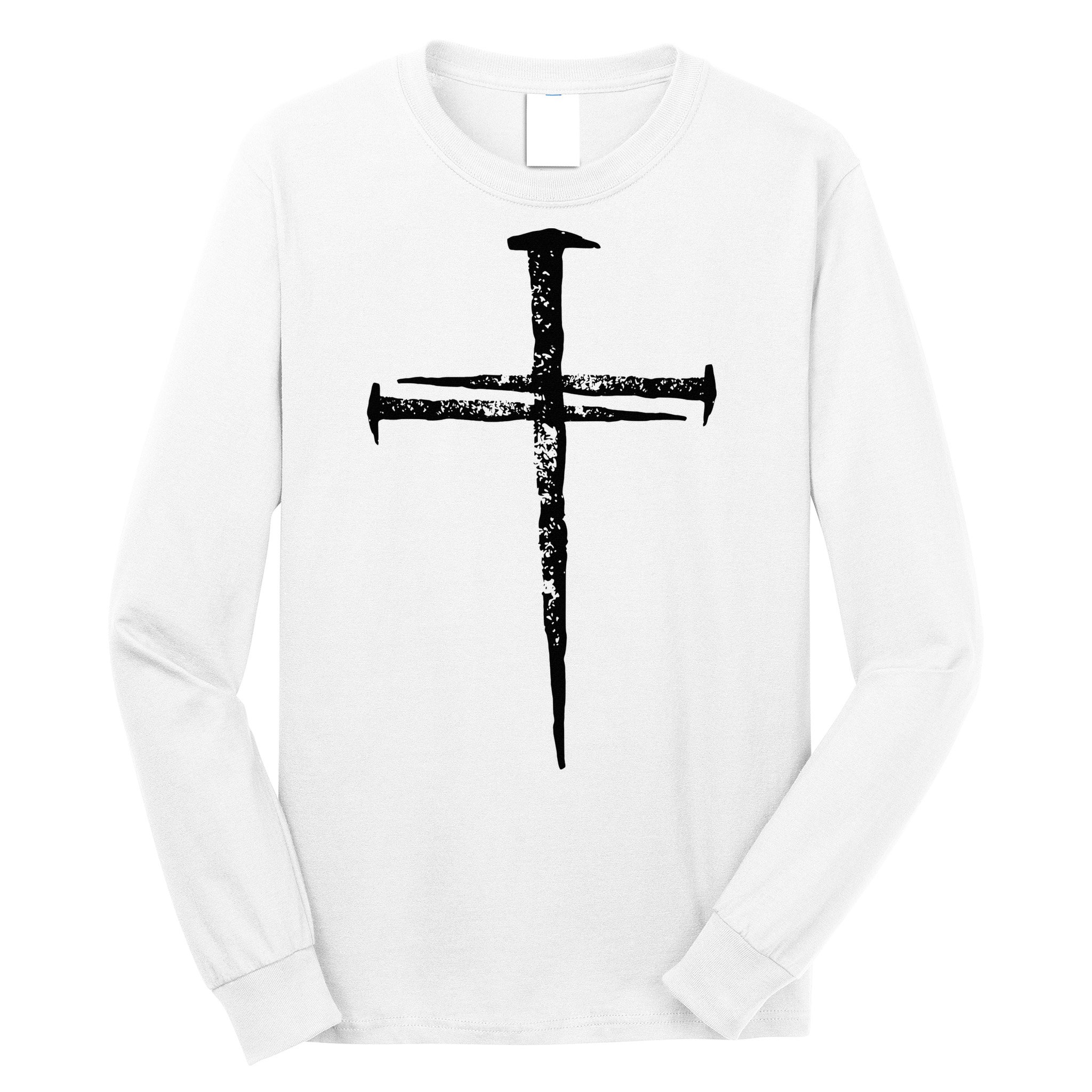 Jesus Cross Three Nails Christian Vintage Long Sleeve Shirt