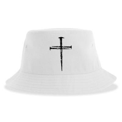 Jesus Cross Three Nails Christian Vintage Sustainable Bucket Hat