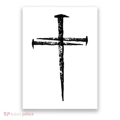 Jesus Cross Three Nails Christian Vintage Poster