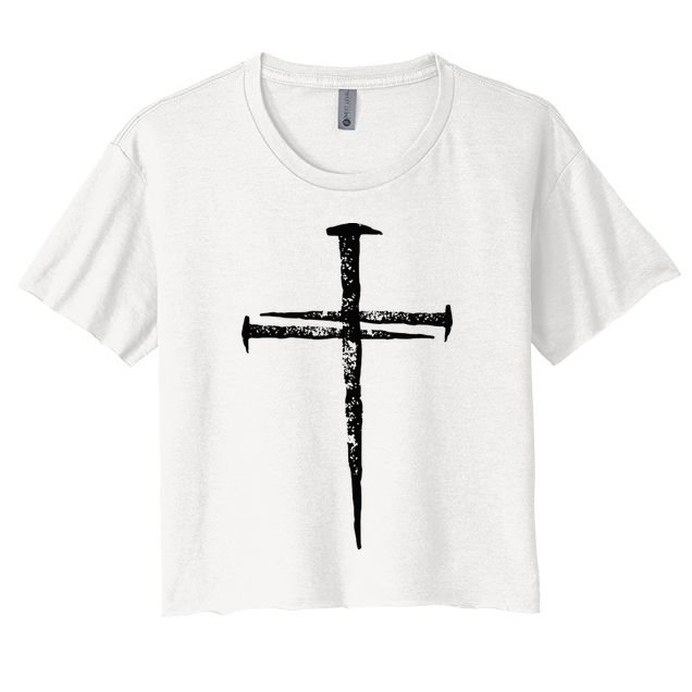 Jesus Cross Three Nails Christian Vintage Crop Top