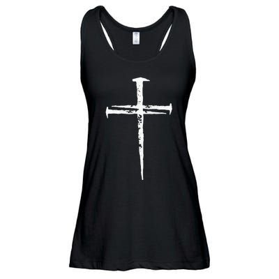 Jesus Cross Three Nails Christian Vintage Ladies Essential Flowy Tank