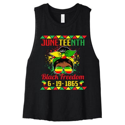 Juneteenth Celebrations Through Glasses Of Bold Black Women's Racerback Cropped Tank