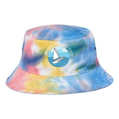 Jesus Calms The Storms Of Life Sailing Christian Sailor Tie Dye Newport Bucket Hat