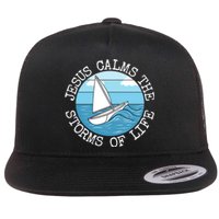 Jesus Calms The Storms Of Life Sailing Christian Sailor Flat Bill Trucker Hat