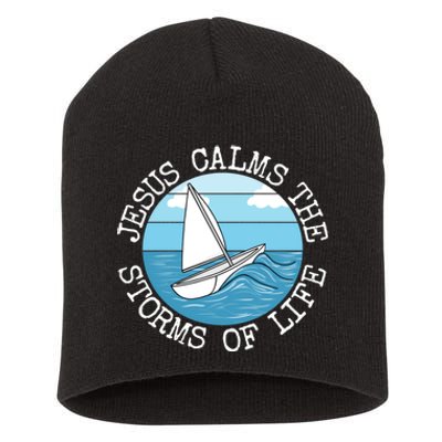 Jesus Calms The Storms Of Life Sailing Christian Sailor Short Acrylic Beanie