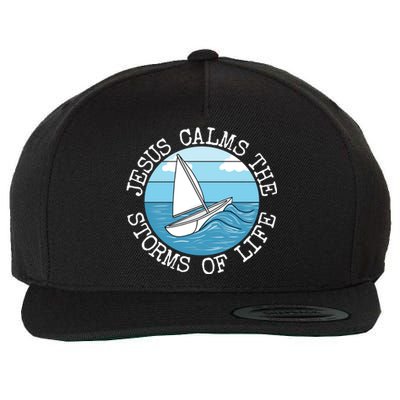 Jesus Calms The Storms Of Life Sailing Christian Sailor Wool Snapback Cap