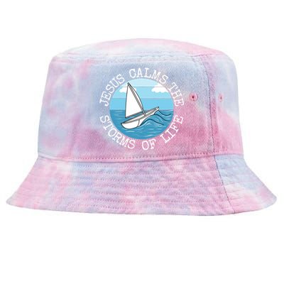 Jesus Calms The Storms Of Life Sailing Christian Sailor Tie-Dyed Bucket Hat