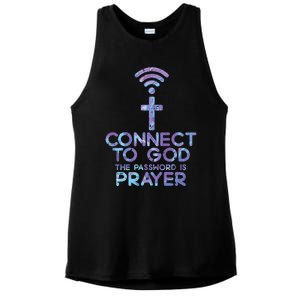 Jesus Christian Tee Connect To God The Password Is Prayer Ladies PosiCharge Tri-Blend Wicking Tank