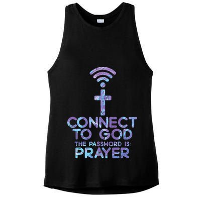 Jesus Christian Tee Connect To God The Password Is Prayer Ladies PosiCharge Tri-Blend Wicking Tank