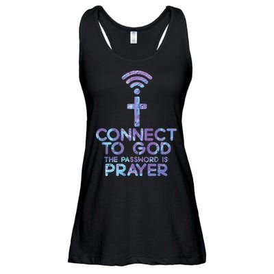 Jesus Christian Tee Connect To God The Password Is Prayer Ladies Essential Flowy Tank