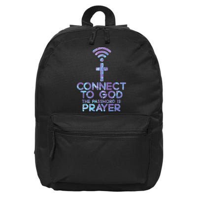 Jesus Christian Tee Connect To God The Password Is Prayer 16 in Basic Backpack