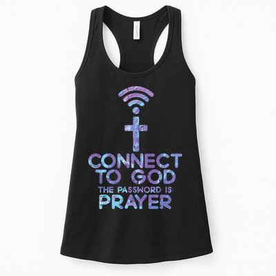 Jesus Christian Tee Connect To God The Password Is Prayer Womens Tank Top