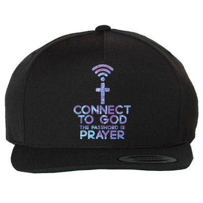 Jesus Christian Tee Connect To God The Password Is Prayer Wool Snapback Cap