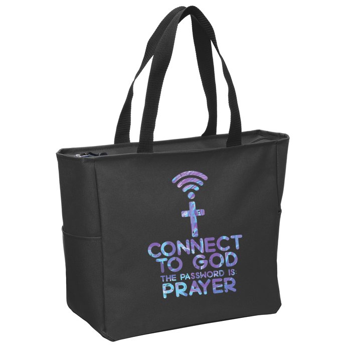 Jesus Christian Tee Connect To God The Password Is Prayer Zip Tote Bag