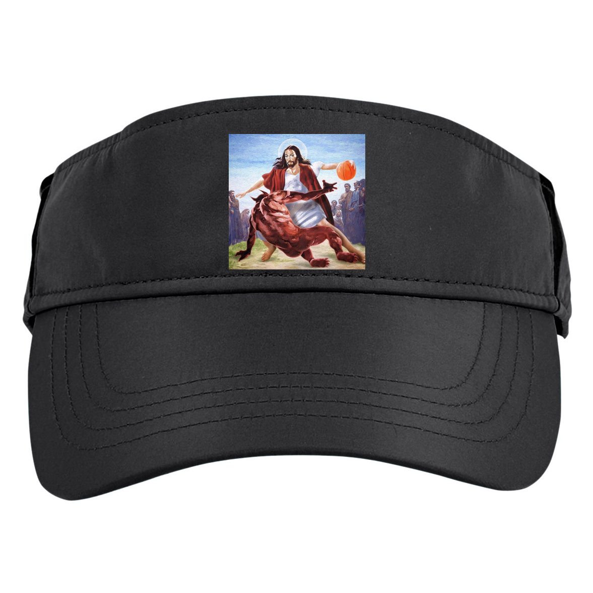 Jesus Crossing Up Satan Basketball Adult Drive Performance Visor