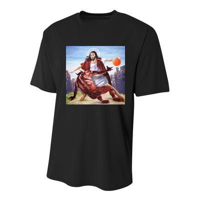 Jesus Crossing Up Satan Basketball Youth Performance Sprint T-Shirt