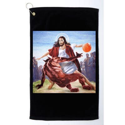 Jesus Crossing Up Satan Basketball Golf Towel