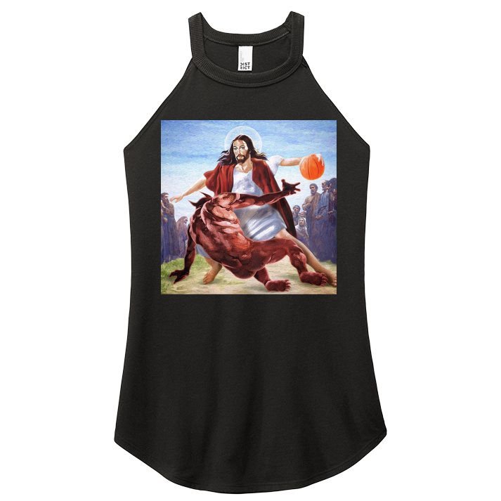 Jesus Crossing Up Satan Basketball Women's Perfect Tri Rocker Tank