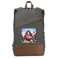 Jesus Crossing Up Satan Basketball Cotton Canvas Backpack