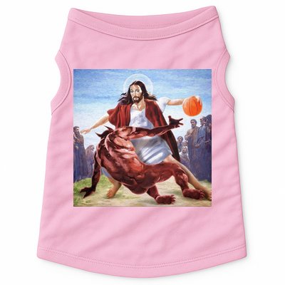 Jesus Crossing Up Satan Basketball Doggie Tank