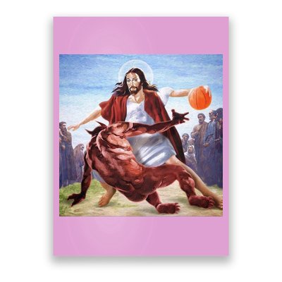 Jesus Crossing Up Satan Basketball Poster