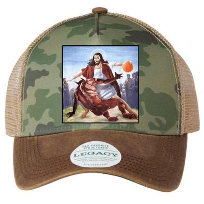 Jesus Crossing Up Satan Basketball Legacy Tie Dye Trucker Hat