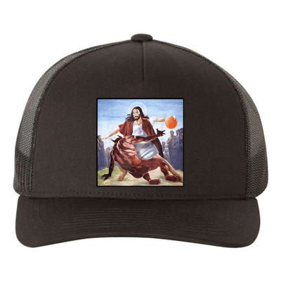 Jesus Crossing Up Satan Basketball Yupoong Adult 5-Panel Trucker Hat