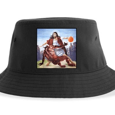 Jesus Crossing Up Satan Basketball Sustainable Bucket Hat