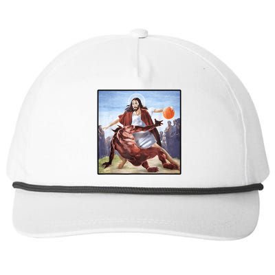 Jesus Crossing Up Satan Basketball Snapback Five-Panel Rope Hat