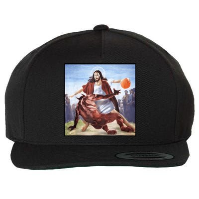 Jesus Crossing Up Satan Basketball Wool Snapback Cap