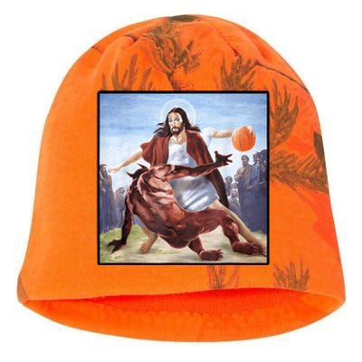 Jesus Crossing Up Satan Basketball Kati - Camo Knit Beanie