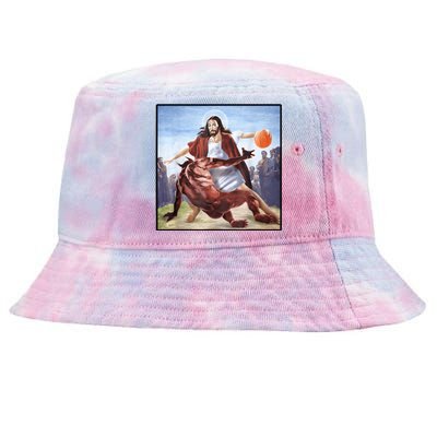 Jesus Crossing Up Satan Basketball Tie-Dyed Bucket Hat