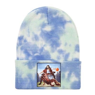 Jesus Crossing Up Satan Basketball Tie Dye 12in Knit Beanie