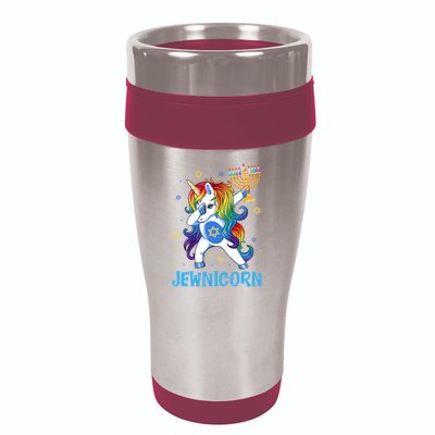 Jewnicorn Cute Unicorn Hanukkah Chanukah Pajamas Girls 16oz Travel Tumbler