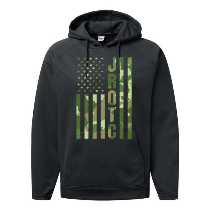 Jrotc Cadet United States Junior Rotc Camouflage Usa Flag Performance Fleece Hoodie