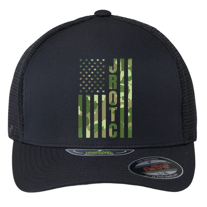 Jrotc Cadet United States Junior Rotc Camouflage Usa Flag Flexfit Unipanel Trucker Cap