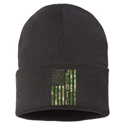Jrotc Cadet United States Junior Rotc Camouflage Usa Flag Sustainable Knit Beanie