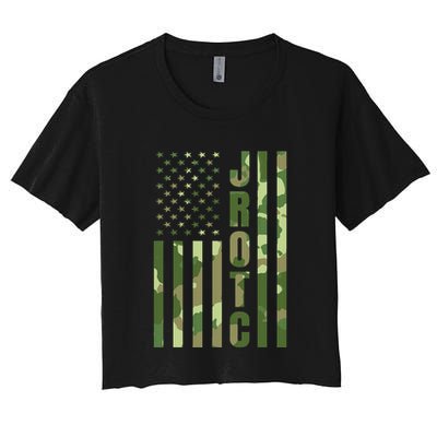 Jrotc Cadet United States Junior Rotc Camouflage Usa Flag Crop Top
