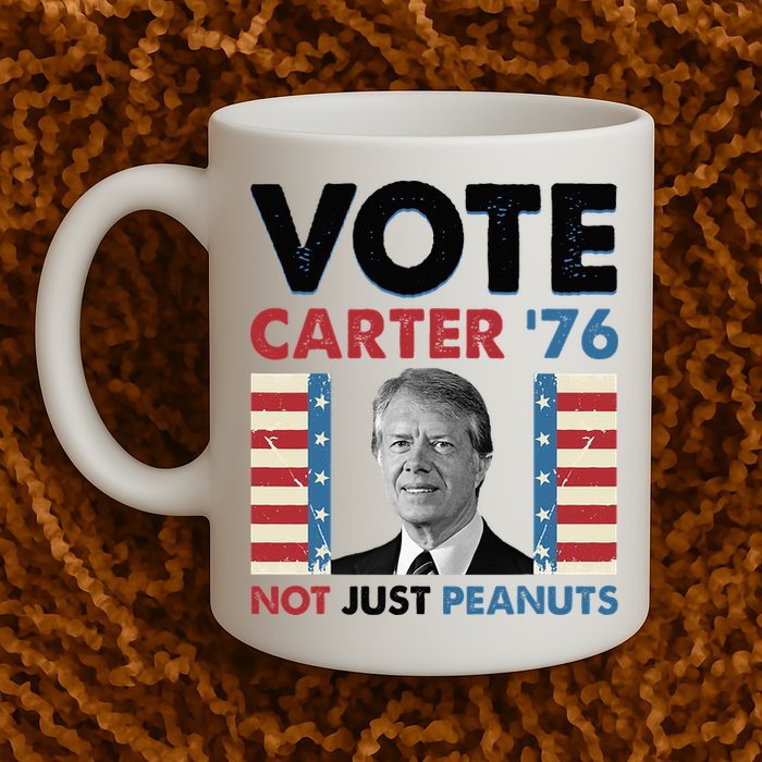 Jimmy Carter Vote Carter '76 Not Just Peanuts Mug