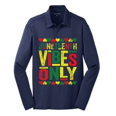 Juneteenth Cool Vibes Black History African American Silk Touch Performance Long Sleeve Polo