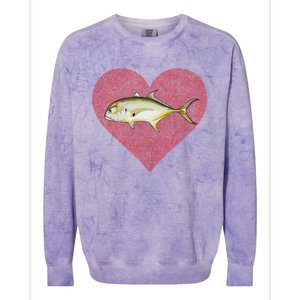 Jack Crevalle Valentines Day Fish Love Fingerprint Gift Colorblast Crewneck Sweatshirt