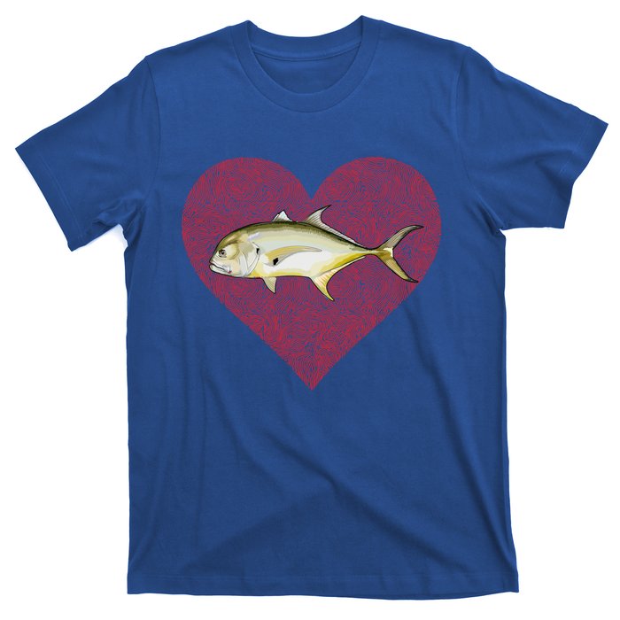 Jack Crevalle Valentines Day Fish Love Fingerprint Gift T-Shirt